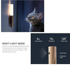 Glass Wood Motion Sensor LED Night Light, Motion Activated,Wall Lights Battery Operated,Rechargeable Wall Lights,Wireless Wall Light,Suitable For Corridors, Stairs, Bedrooms, Brown